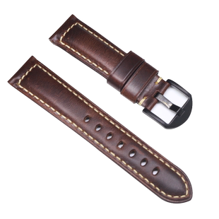 三星手表Galaxy watch6/5/4/classic active1/2代表带46/42mm复古油蜡小牛皮头层真皮表带GearS3/S4配件