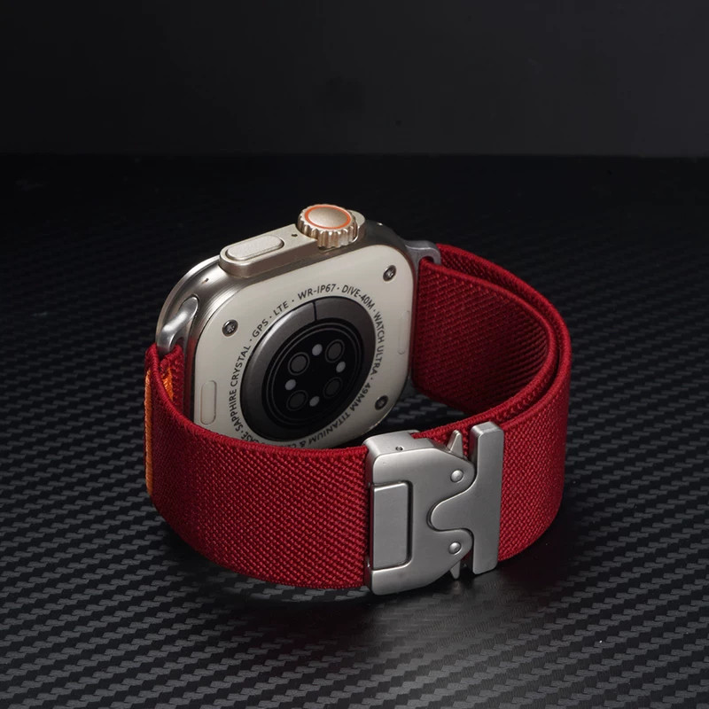 适用苹果Ultra4/3手表表带iwatchs11/S12降落伞卡扣s10平纹尼龙编织s9/8/7代se新年u2男秋冬49替换本命年腕带