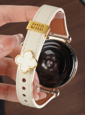 适用oppowatch X2 mini手表x2表带四叶草oppo s新年红色真皮表带4pro运动watch3智能x2女生x2腕表41mm大牌se