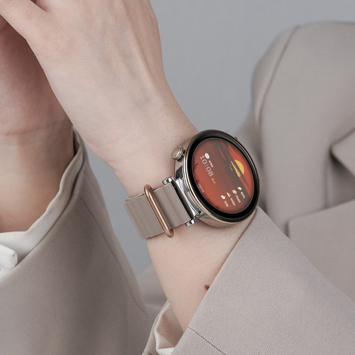 适用华为GT5/pro手表GT4新款GT3回环磁吸荔枝纹真皮表带gt2pro运动watch4智能3pro荣耀magic2女watchgt4表链