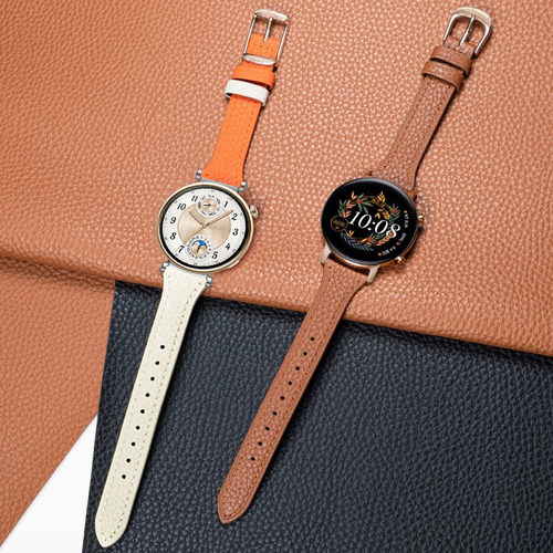 适用华为gt6手表watchgt5pro真皮荔枝纹表带watch5运动GT4智能gt3腕表watch4pro小蛮腰腕带gt2新款高级腕带