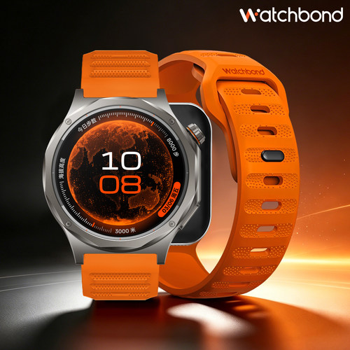 适用OPPOwatchX3寰宇橙氟橡胶FKM手表带X2运动watchS智能手表腕表带watch4pro男士3pro高级watch2春夏季