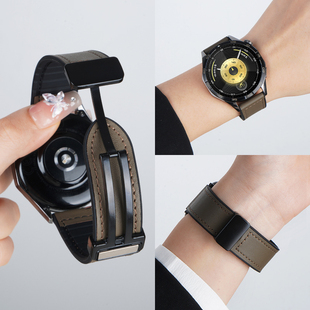 适用华为GT6Pro手表带watchgt6疯马纹真皮表带watch5磁吸扣运动GT5智能腕表GT4男gt3pro高级watch4pro腕带2