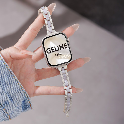 适用苹果iwatch S10手表11表带ultra2细款3树脂合金腕表带applewatch S9运动8智能7/se金属6夏季5女生表链