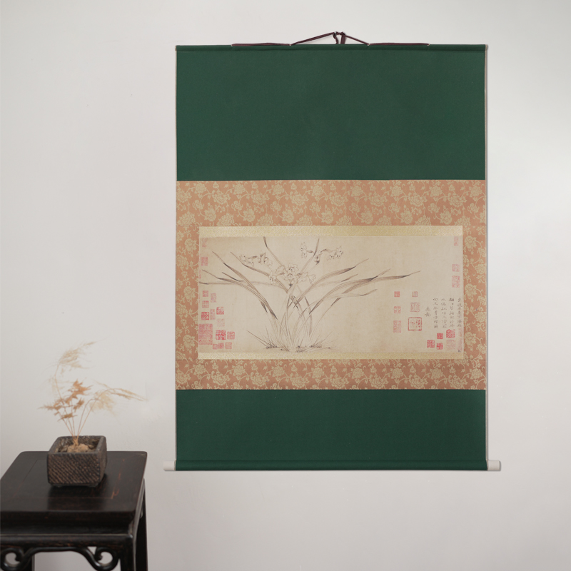 水韵墨影宋代卷轴空白宣纸挂轴日式茶挂半生熟明清古纸毛笔书法高档中式写意禅意卷轴文人茶空间装饰挂画卷轴