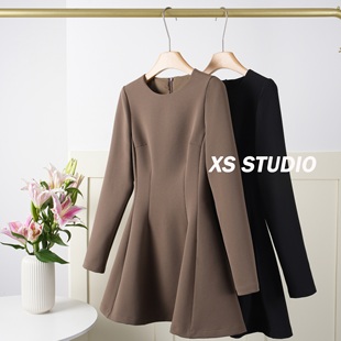 西装 收腰显瘦a字短裙 连衣裙女2025秋冬新韩系气质高级风圆领长袖