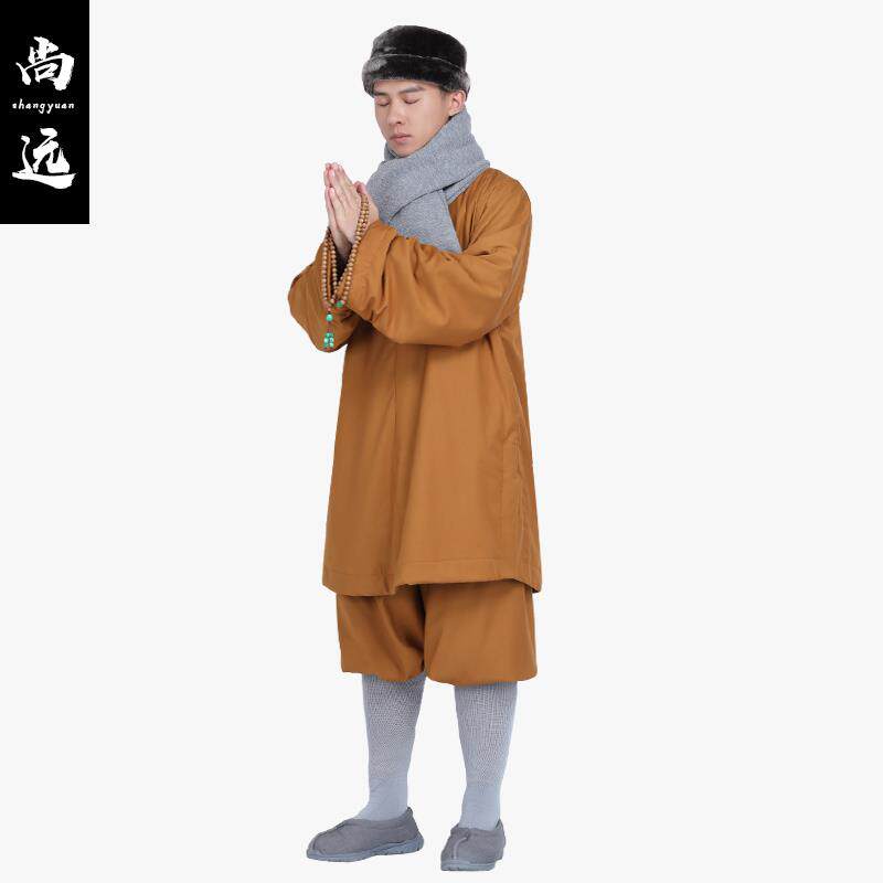 新款尚远加绒僧服长褂僧装短褂套装僧衣棉罗汉褂冬季加绒棉袍