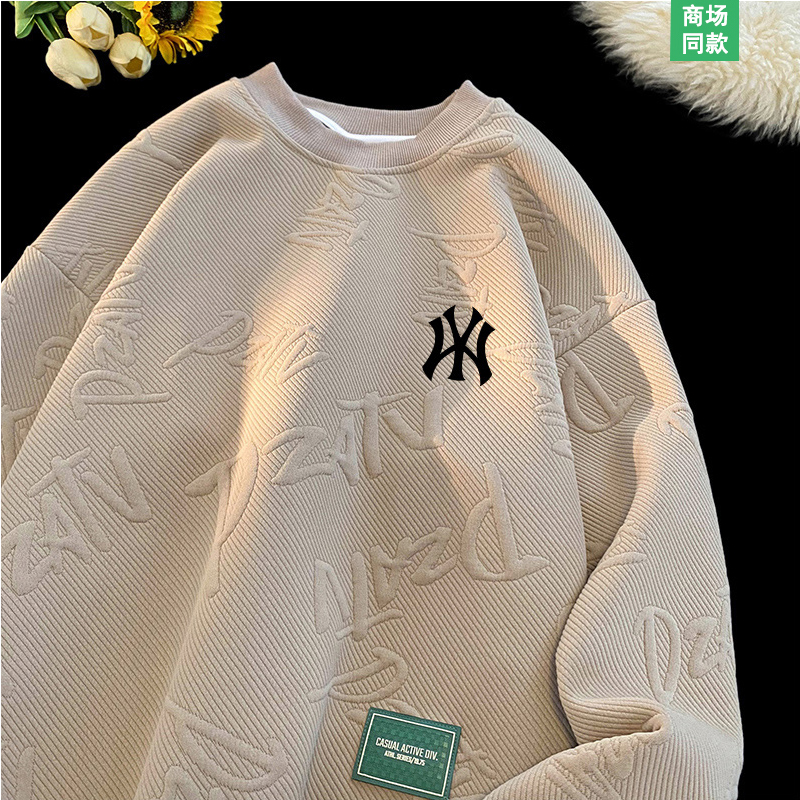 字母圆领加绒加厚长袖卫衣