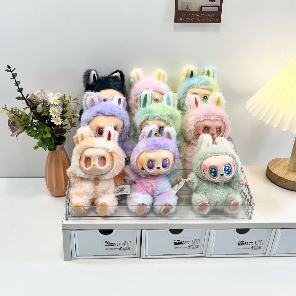 labubu展示盒拉布布玩偶搪胶公仔
