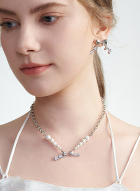 lulu chang2025新品原创碎冰蝴蝶结项链延长链SN178