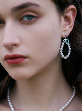 lulu chang设计师款 珍珠气质复古耳钉耳饰 宝石派对SE214