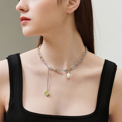 lulu chang设计师款绿洲系列 贝珠链条锁骨链项链延长链sn174