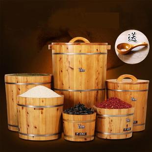 密封 5ZV7实木米桶50斤装 防潮100斤储米箱家用面桶米缸20斤30