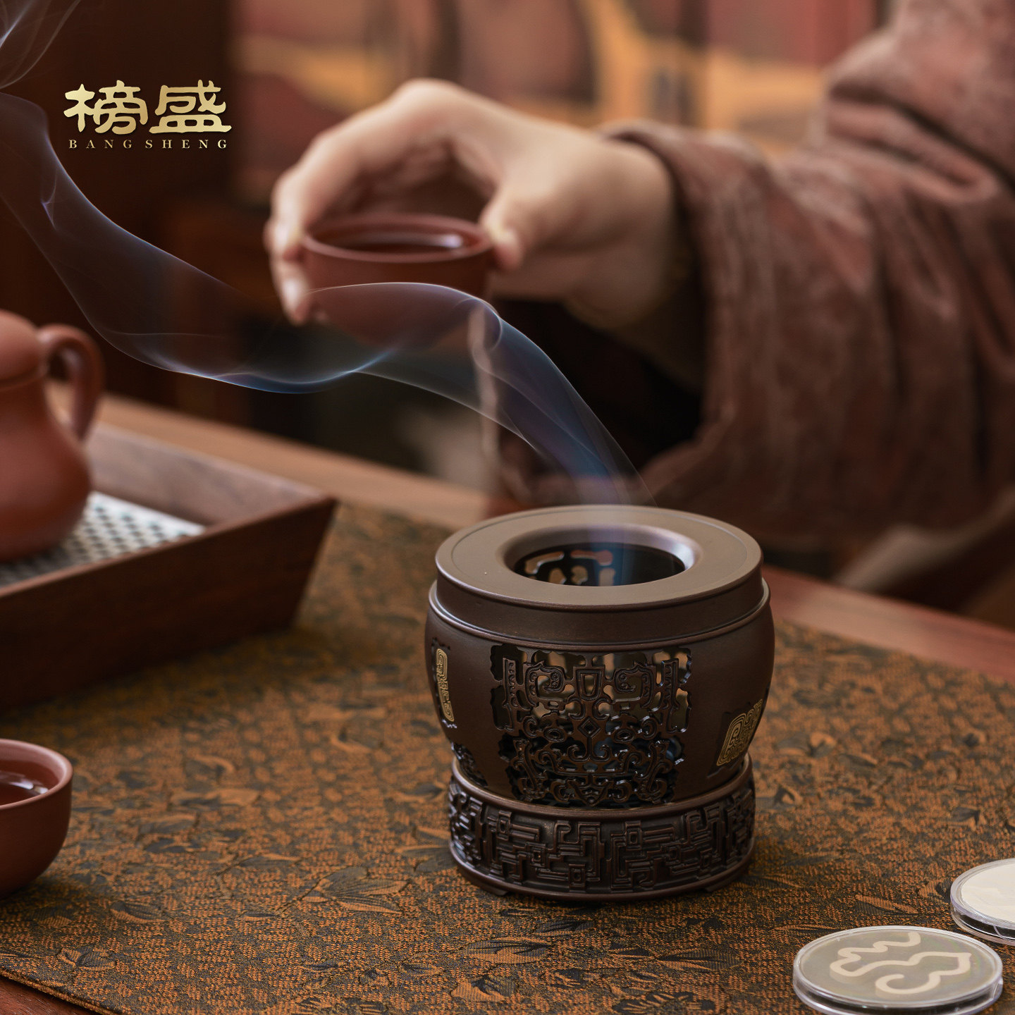 榜盛高端纯铜温茶炉薰香炉小火炉家用高档蜡烛温茶器茶具配件