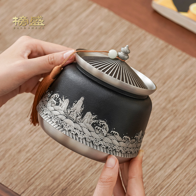 榜盛纯锡茶叶罐精品高端密封罐图片