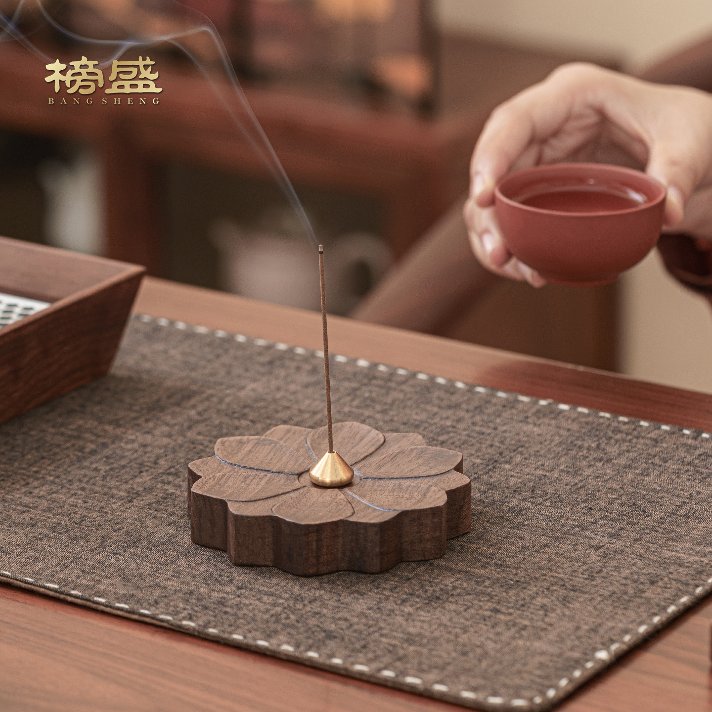 黑胡桃木线香香插香座禅意