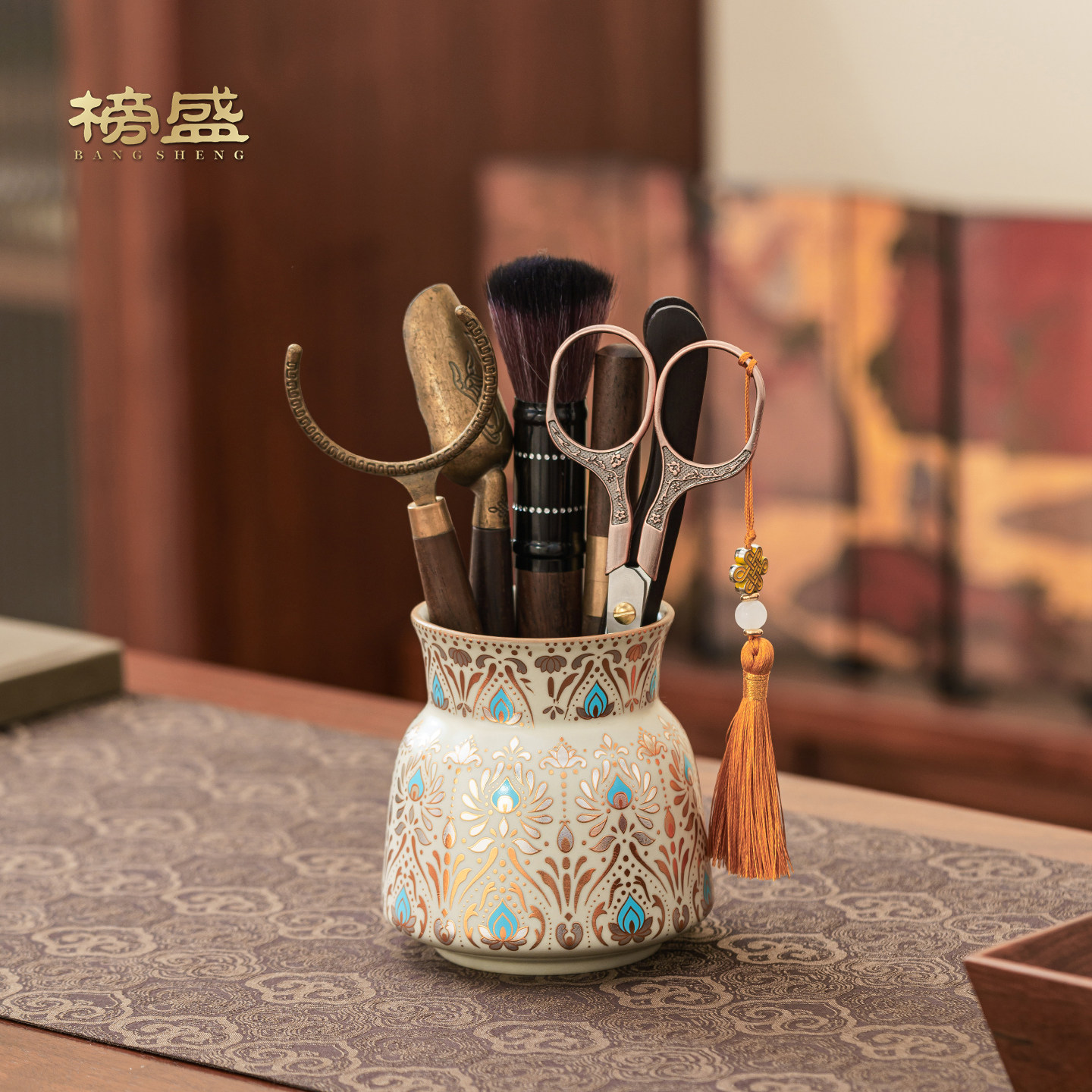 榜盛汝窑凤翎茶道六君子套装图片