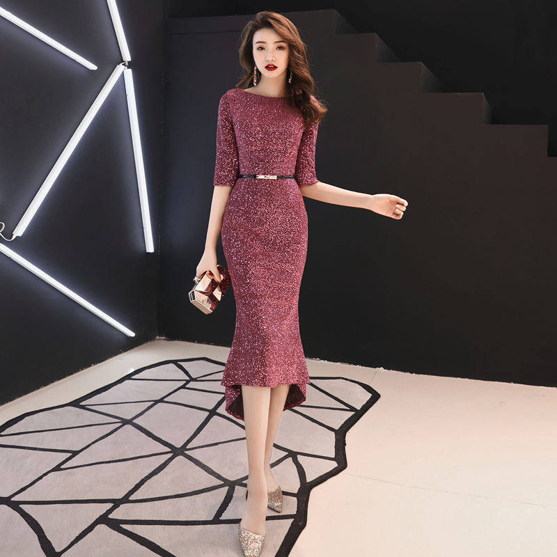 鱼尾宴会晚礼服女2019新款中长款名媛派对小礼服裙年会主持人显瘦|ruв категории Женская одежда, Cвадебные платья, платье/вечернее платье - от Buy2taobao.com для оказания профессиональной услуги покупки агента Taobao