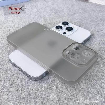 简约超轻薄适用iPhone14苹果15手机壳plus半透明灰13promax亲肤12mini磨砂11全包镜头Xs裸机手感XR硬壳8散热7