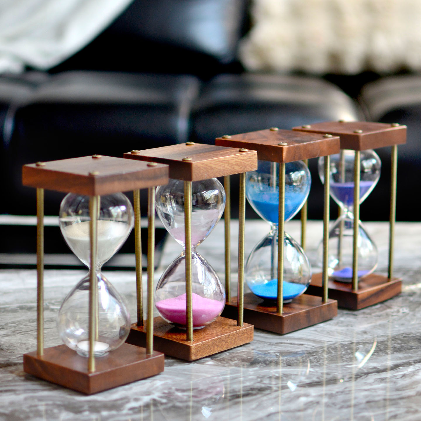 胡桃木实木质时间沙漏计桌面摆件