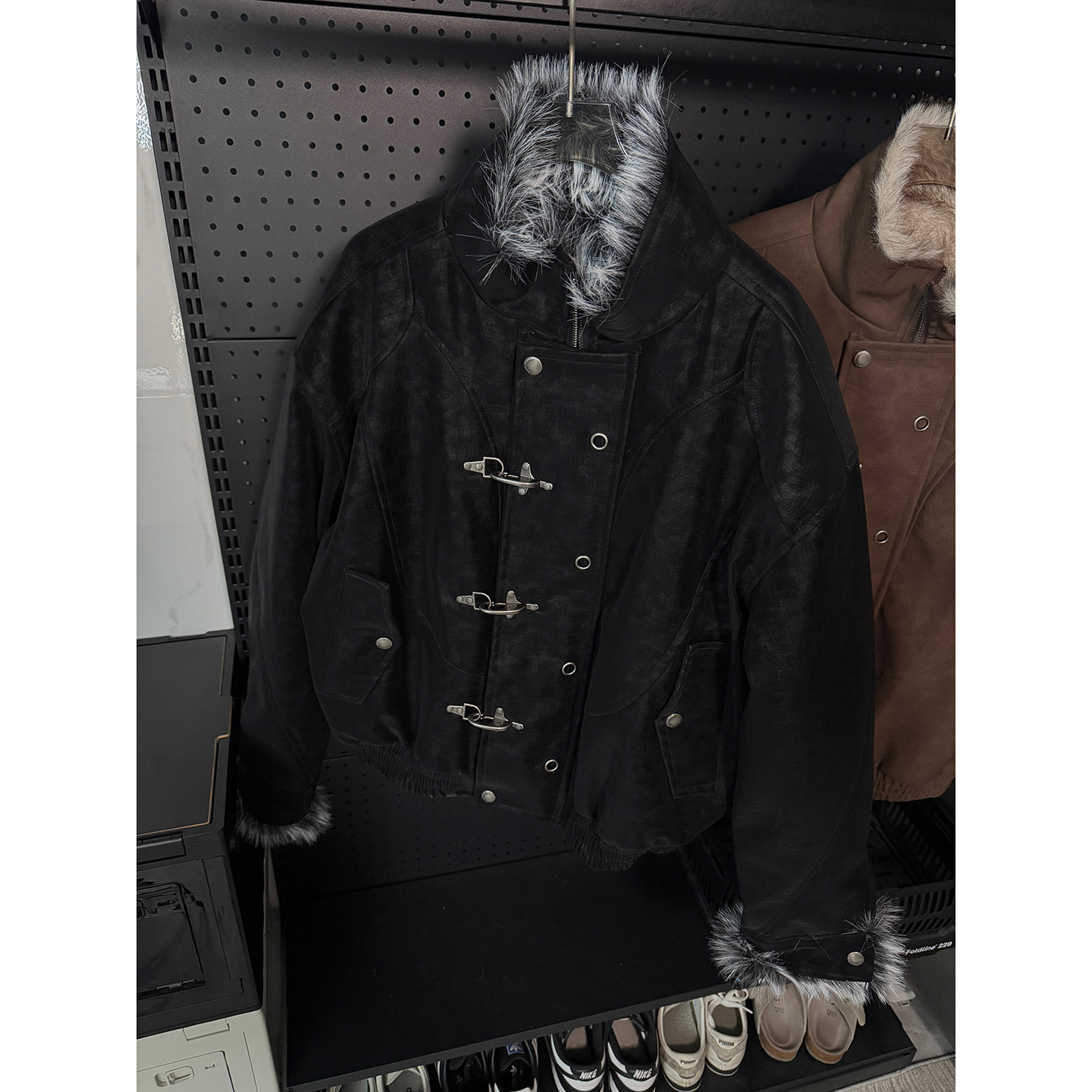 复古飞机扣座山雕立领外套男冬季