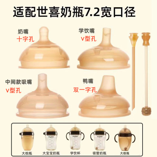 7.2CM口径奶瓶通用吸管奶嘴鸭嘴
