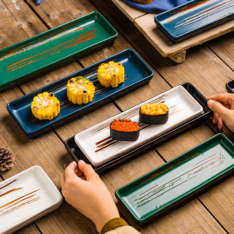 日式寿司盘子长条盘点心盘创意小吃盘西餐盘刺身盘长碟子日式餐具
