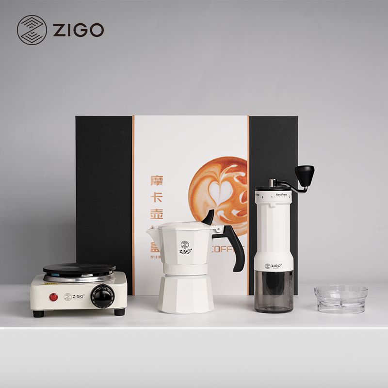 ZIGO双阀摩卡壶礼盒全套咖啡器具