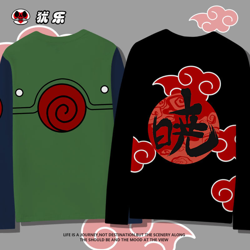火影忍者男童上衣t恤晓组织鸣人佐助联名二次元冰丝薄款打底长袖
