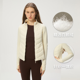 跑步运动外套 针织内胆新款 草莓海洋轻薄白鹅绒羽绒服女短款 修身