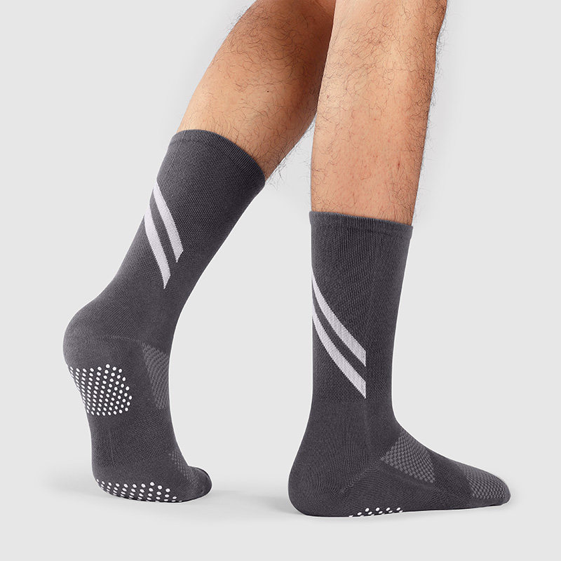 夏季瑜伽袜子防滑专业中筒袜男士跑步大人室内跳绳训练运动地板袜