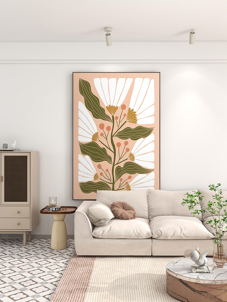 现代简约小众艺术花卉高级感中古风客厅装饰画走廊玄关挂画双拼AB图片