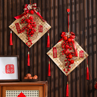 乔迁之喜新居入户门氛围布置用品进宅玄关客厅竹编中国结装饰挂件