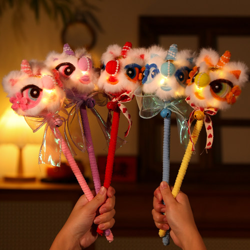 非遗国风手持醒狮灯笼摇棒