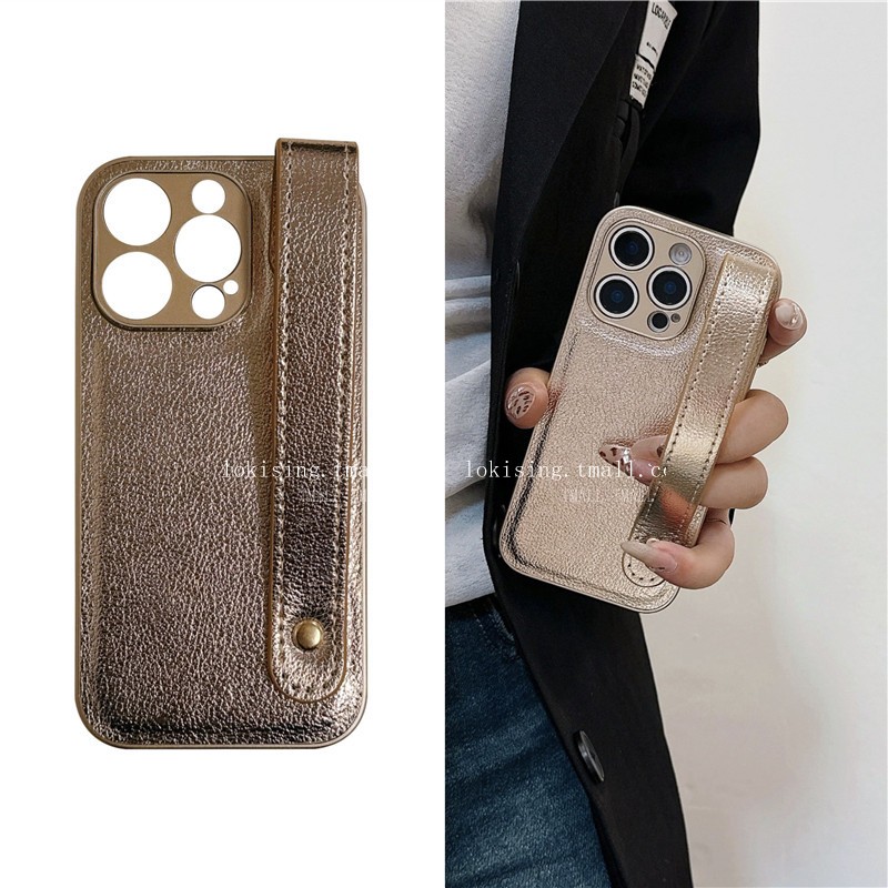 小众简约皮纹腕带适用iphone16pro手机壳iphoen15promax女款14pro小众苹果13pro防摔12创意11便携x/xr保护套