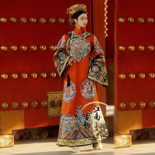 故宫清朝吉服演出服摄影写真服装贵妃皇后古装满族旗服清朝古董