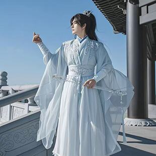 云中仙汉服男魏晋南北朝仙侠风古装交领刺绣大袖齐腰款清冷侠客风
