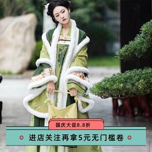 唐装女中国风汉服大人冬天弹古筝演出服对襟上衫搭配马面裙的外套