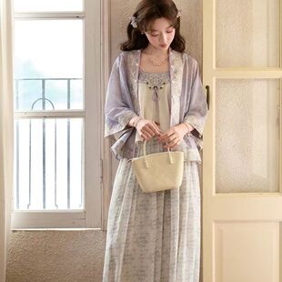新国风貉袖吊带灯笼裤改良汉服套装宽松中式夏女国风休闲日常渡假