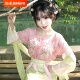 不负韶华唐制汉服女粉绿绣花唐褙子圆领衫 古风甜妹 齐腰八破裙套装