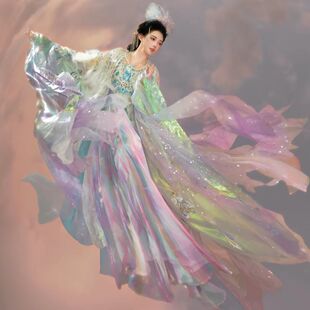 重工幻彩神女汉服羽落霓裳渐变流光大摆裙表演服嫦娥神仙天女散花