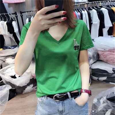 欧艺枚短袖夏季薄款镶钻