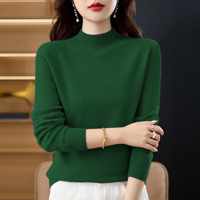 大码半高领毛衣女宽松套头针织衫