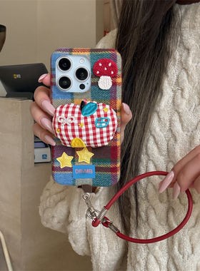 网红格纹立体苹果适用苹果17promax手机壳16pro可爱15promax挂绳1413防摔华为mate70pro/60保护套pura80/70女