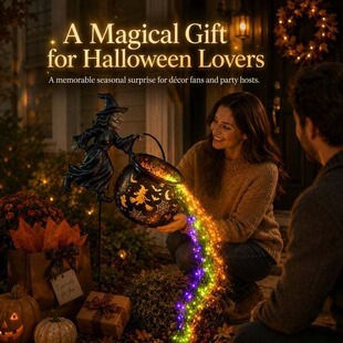 跨境新款 Halloween Witch Cauldron Garden Light女巫坩埚花园灯