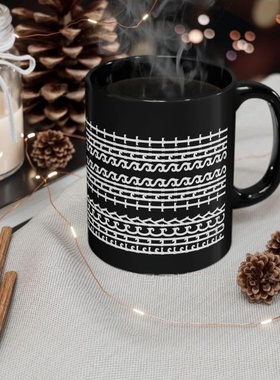 跨境创意新款Funny Black Coffee Mugs 陶瓷厨房趣味黑色咖啡杯