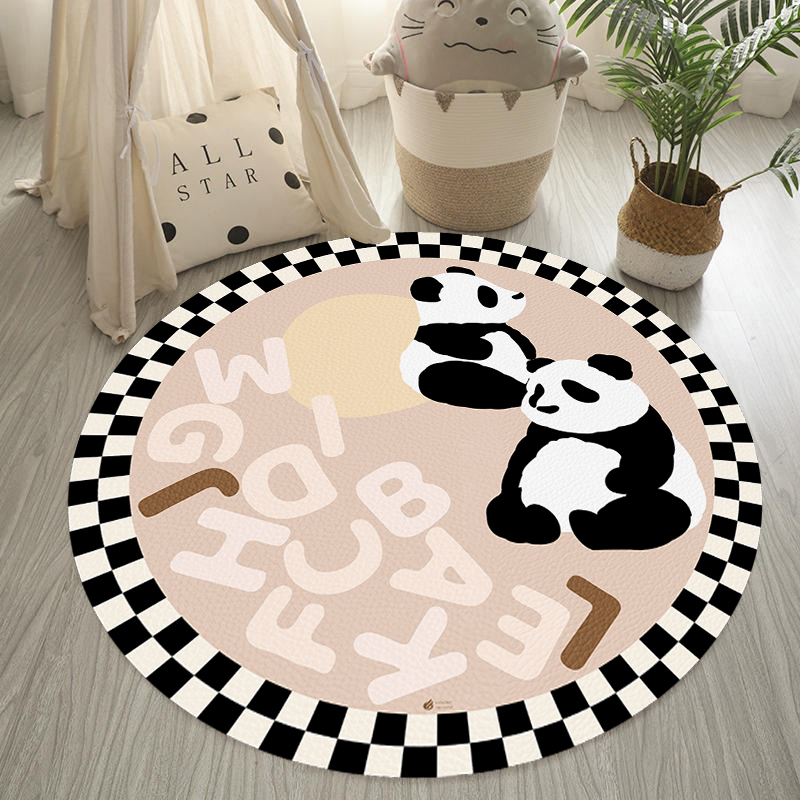 地垫儿童房阅读区pvc防水可擦洗高级感卡通动物圆形卧室床边地毯