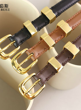 2025新款皮带女真皮头层牛皮装饰时髦小众牛皮配牛仔裤小腰带黑色