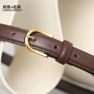皮带女设计感小众高级感真皮头层牛皮棕色文艺青年时尚 带女 百搭裤