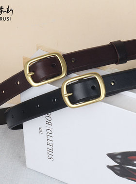 （植鞣牛皮质保5年）纯铜扣 纯牛皮 女士皮带33249